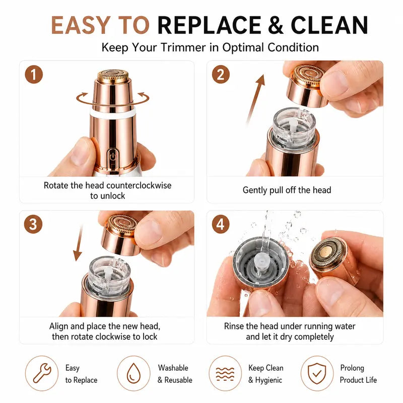 2 in 1 Rechargeable Facial and Eyebrow Hair Trimmer for Women
