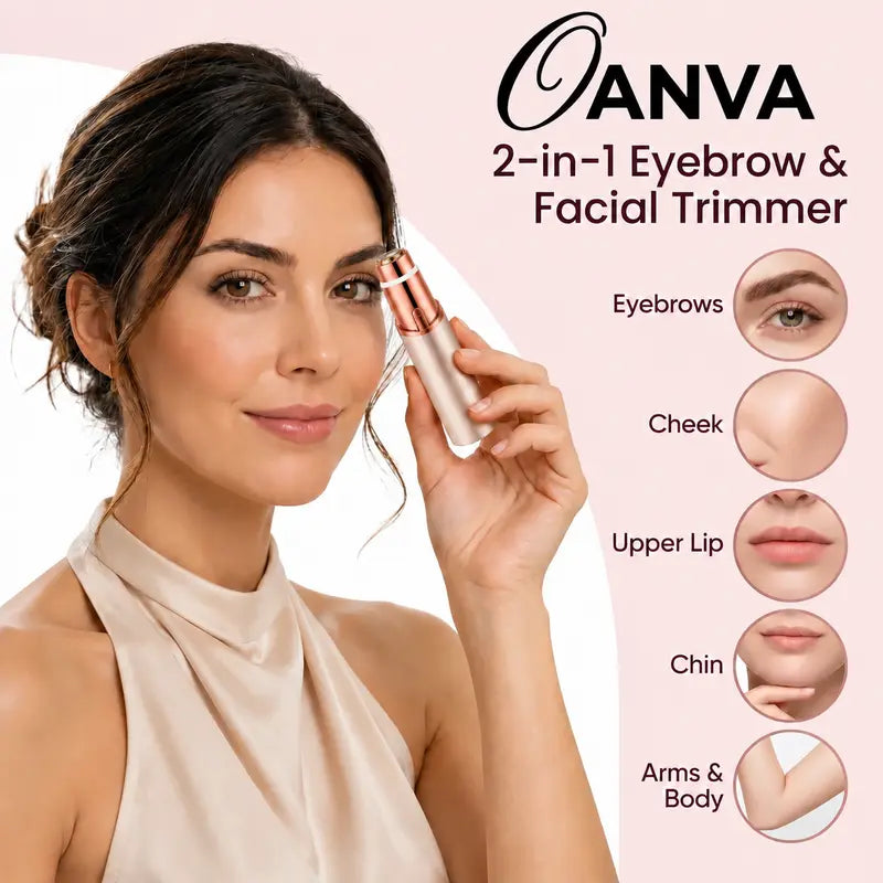 2 in 1 Rechargeable Facial and Eyebrow Hair Trimmer for Women